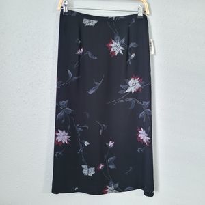 Harold's Black Silk Floral Maxi Skirt Size 8